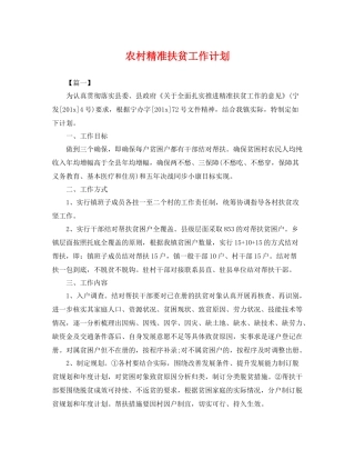 农村精准扶贫工作计划 