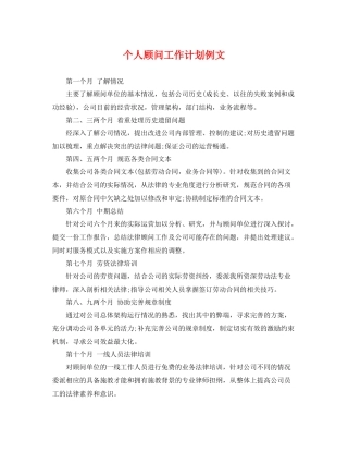 个人顾问工作计划例文 