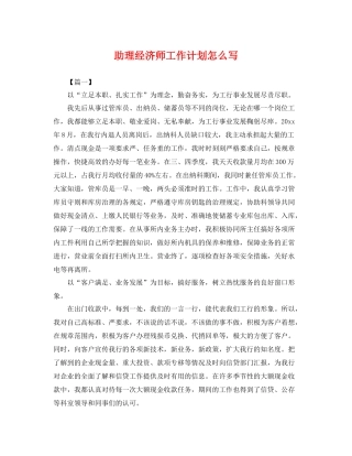 助理经济师工作计划怎么写 