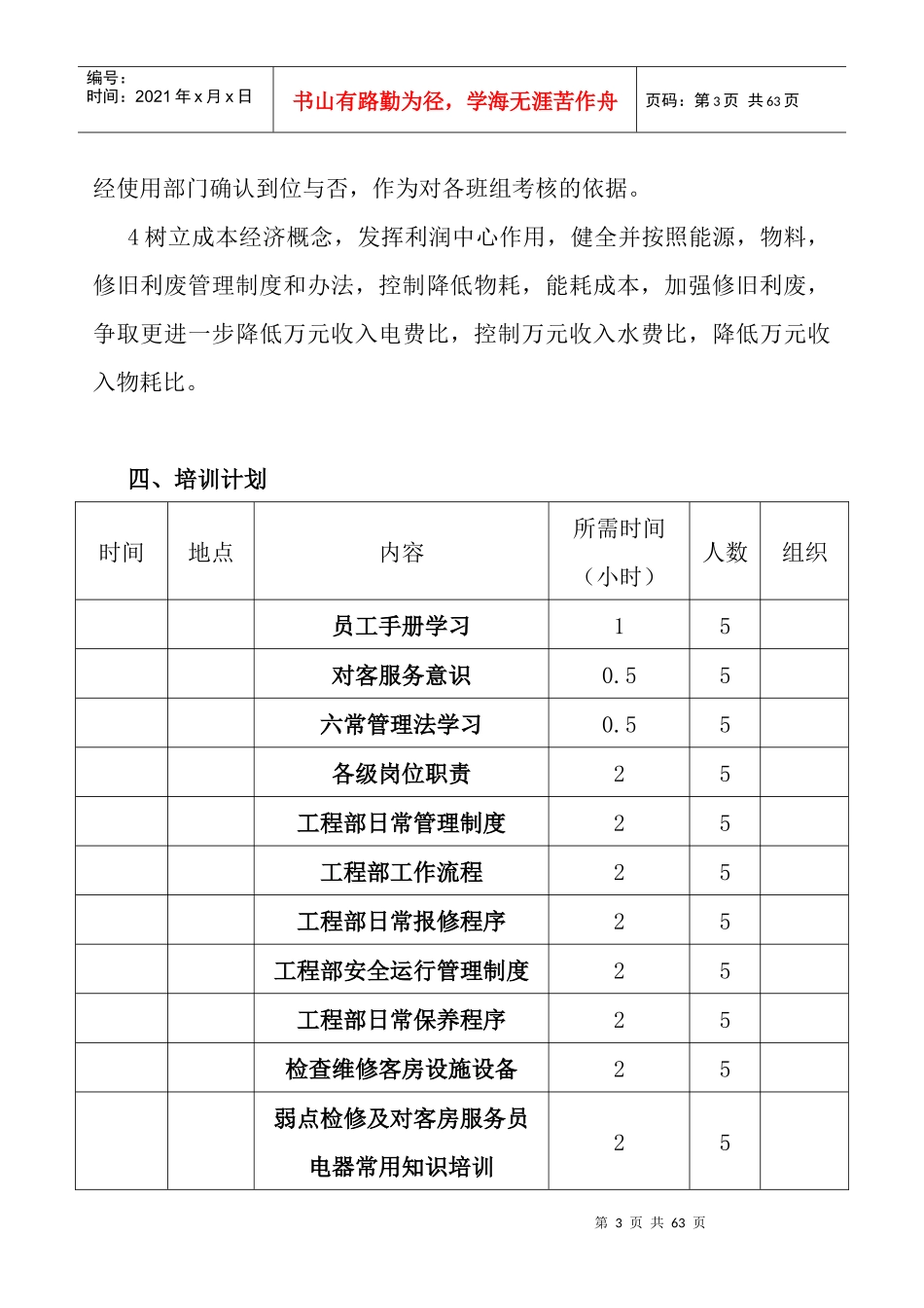 枫悦大酒店工程部培训大纲_第3页