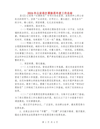2024年公安局打黑除恶年度工作总结
