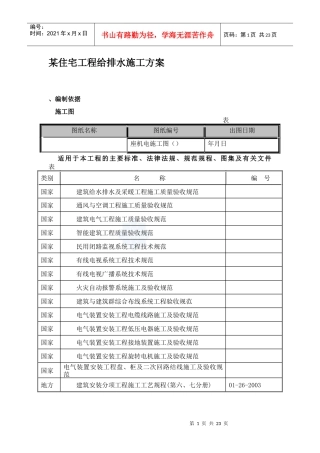 某住宅工程给排水施工方案