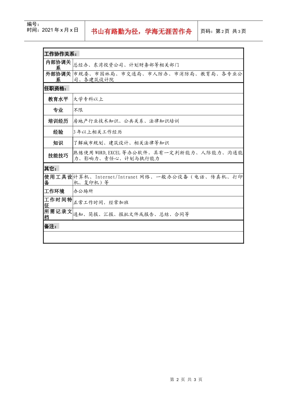 某地产企业项目报批岗位说明书_第2页