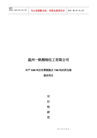 某精细化工有限公司可行性报告