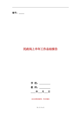 民政局上半年工作总结报告