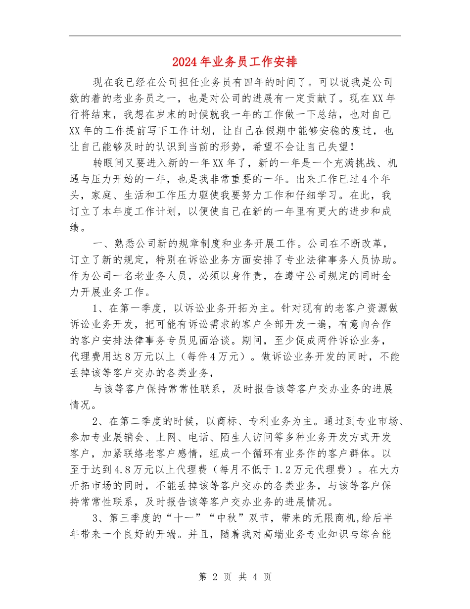 2024年业务员工作安排_第2页