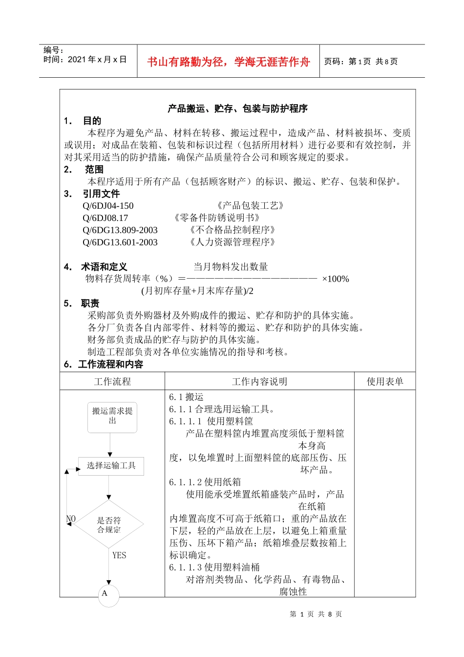 某公司企业标准产品搬运、贮存、包装程序_第2页