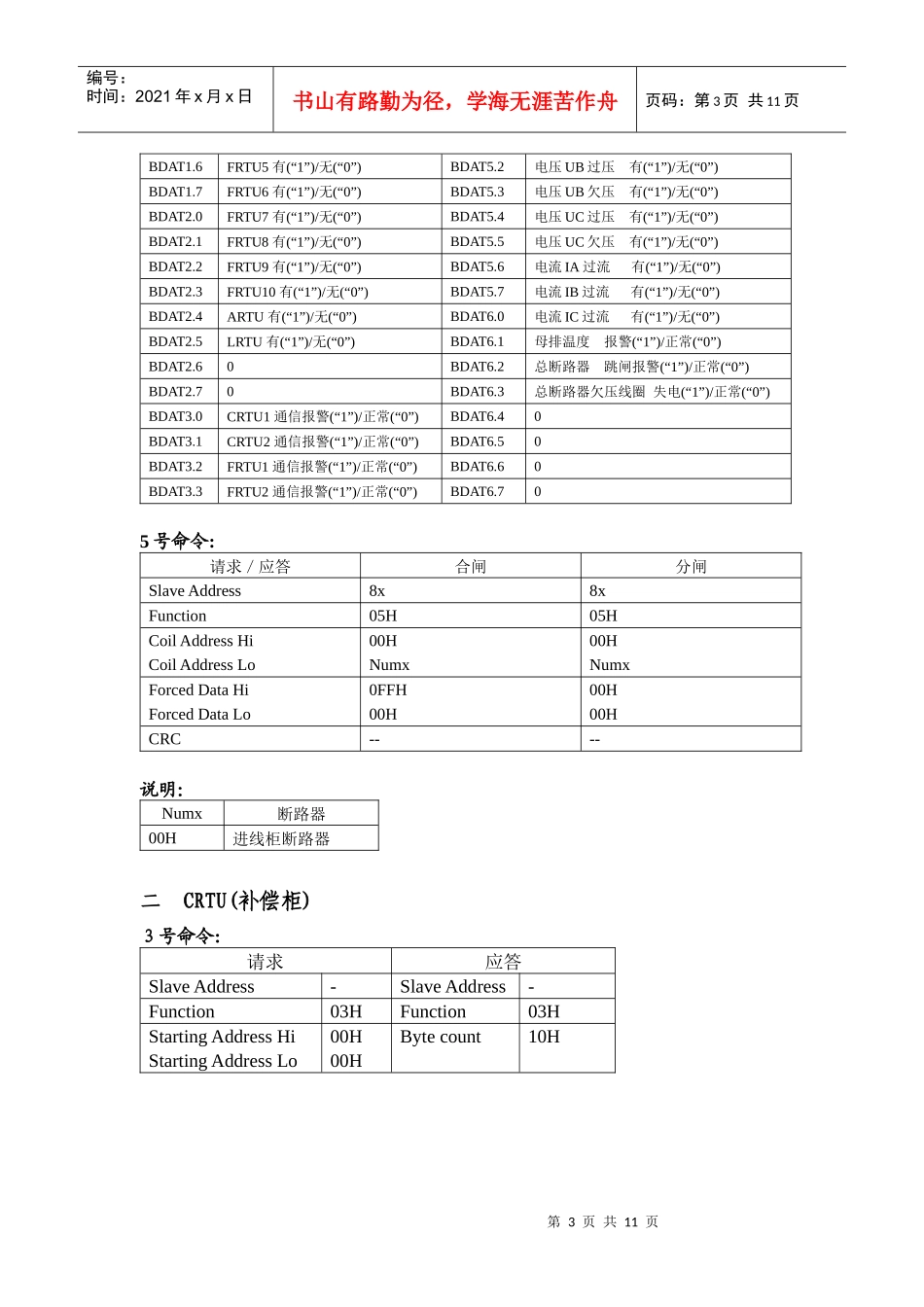 智能低压配电柜上位监控通信规程_第3页