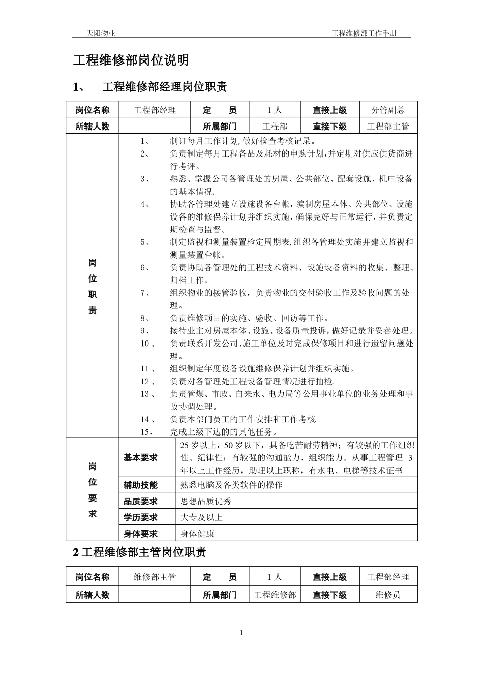物业公司工程维修维修保养手册全套大全_第1页