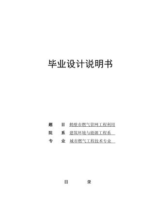 燃气输配毕业设计经典。