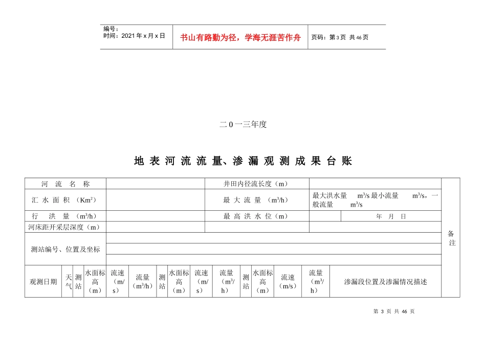煤矿防治水各种记录台帐汇编_第3页
