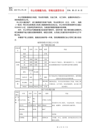 模具设计钢材选用