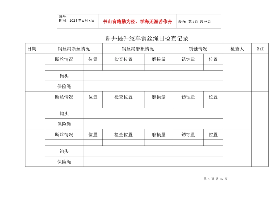 煤矿机电各种记录表_第1页