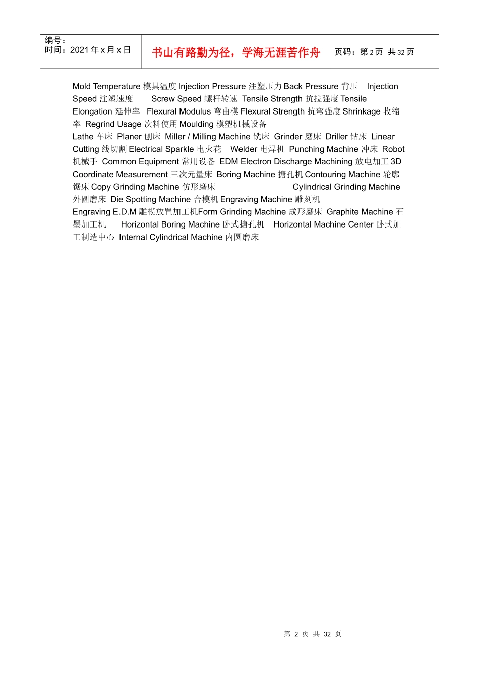 模具注塑术语-中英文对照_第2页