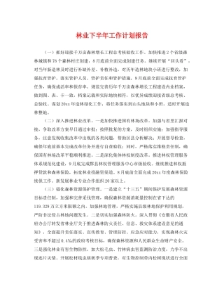 林业下半年工作计划报告 