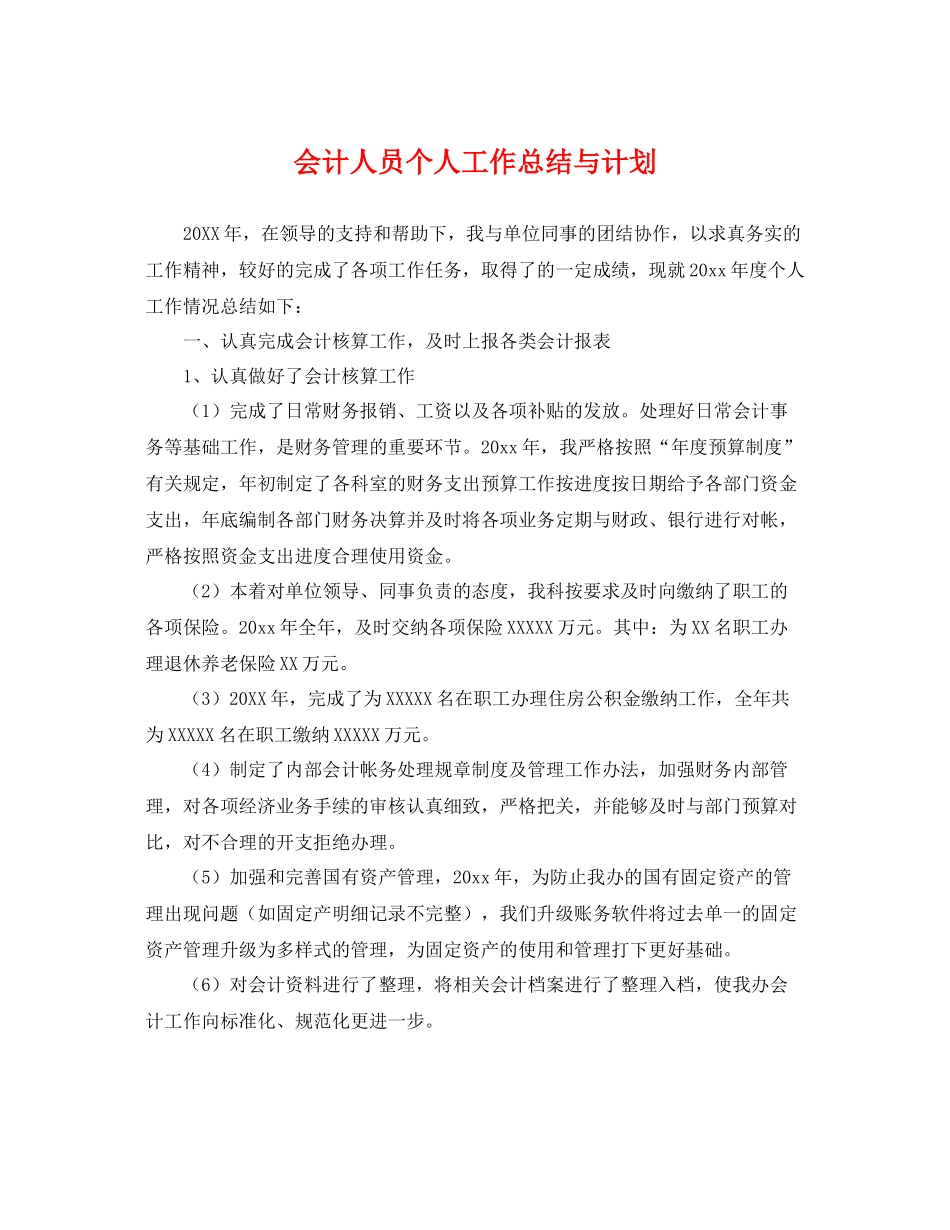 会计人员个人工作总结与计划 _第1页