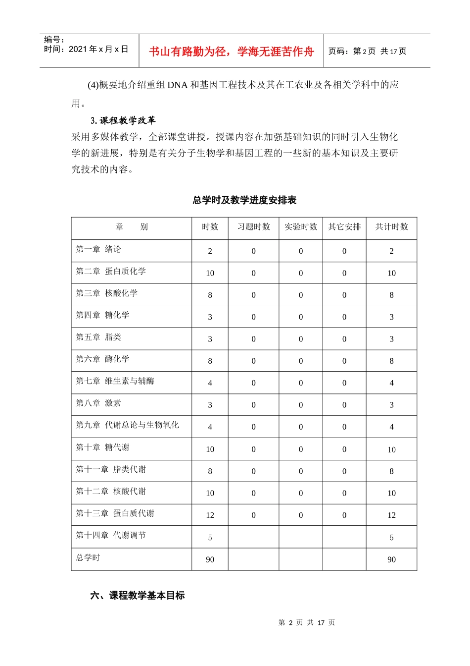 生物化学教学大纲(04版)_第2页