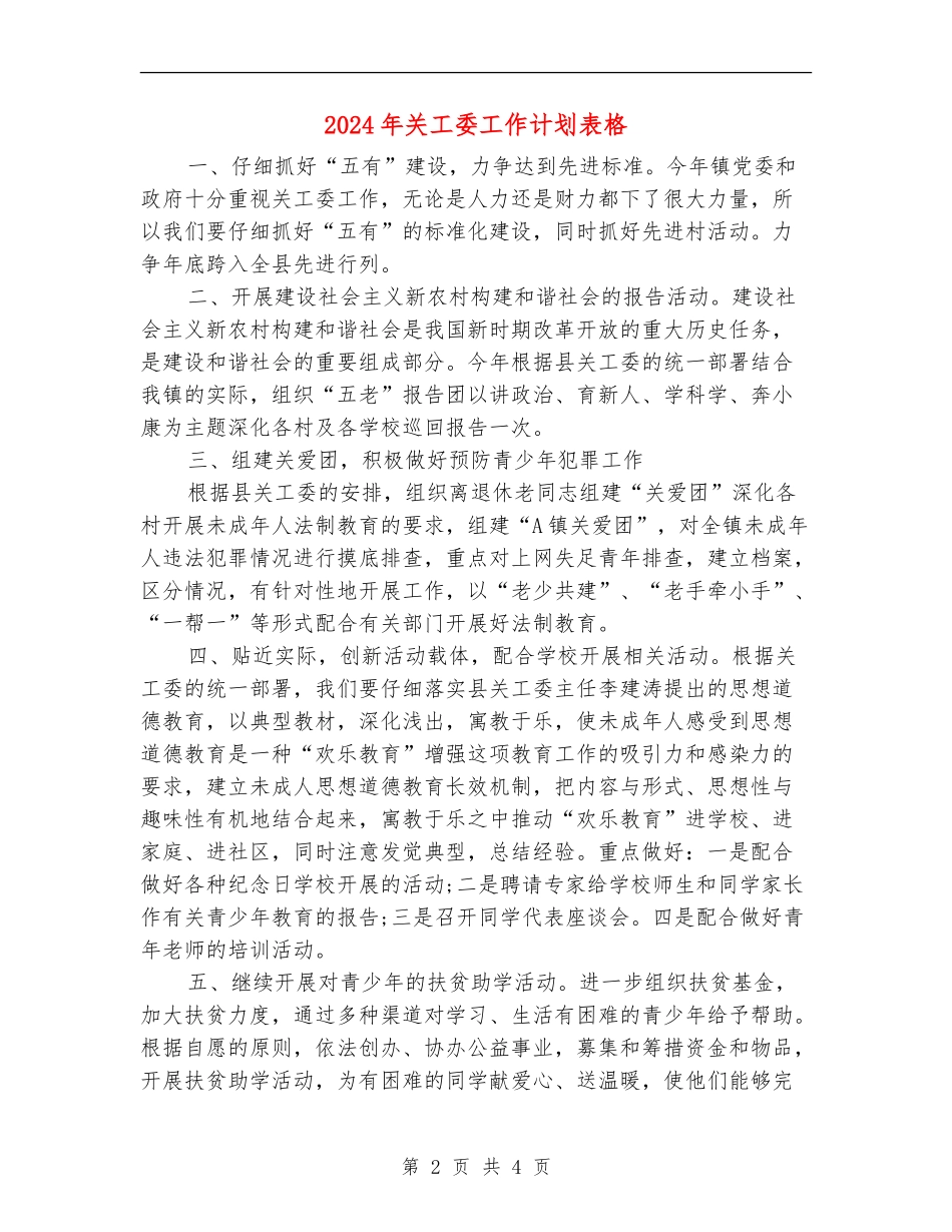 2024年关工委工作计划表格_第2页