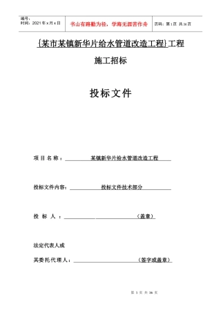 瑞安市某镇给水管道改造工程施工组织设计