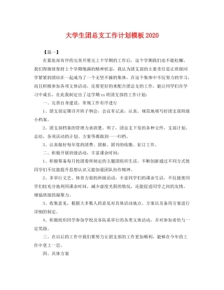 大学生团总支工作计划模板2020 