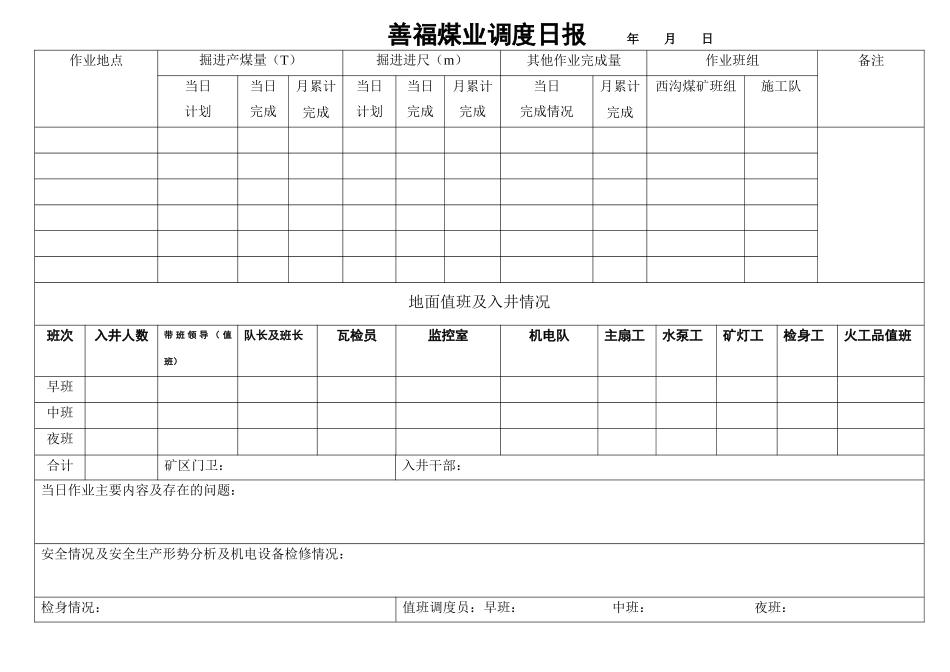 煤业有限公司调度室表格大全_第3页