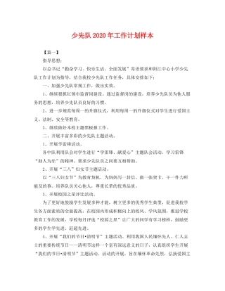 少先队年工作计划样本 