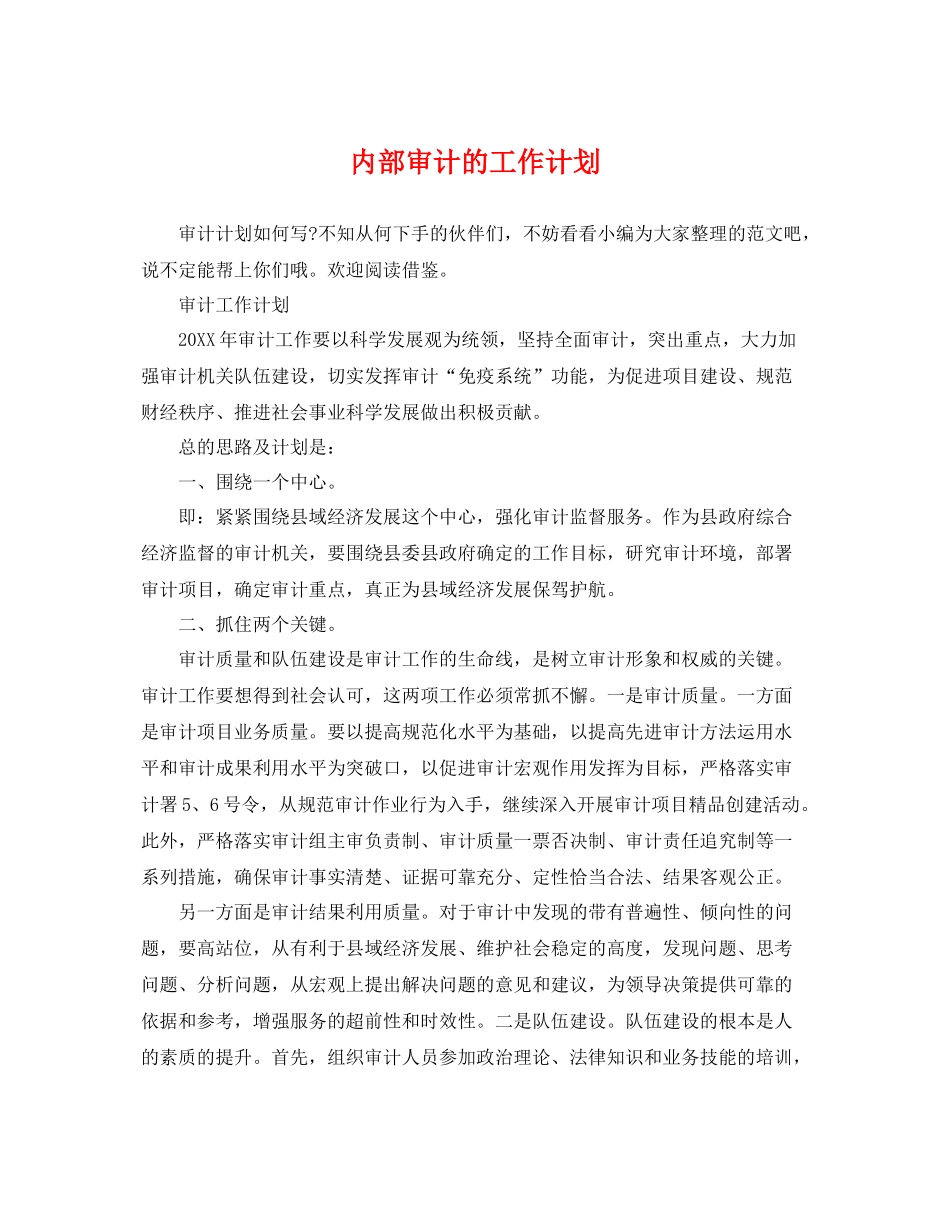 内部审计的工作计划 _第1页