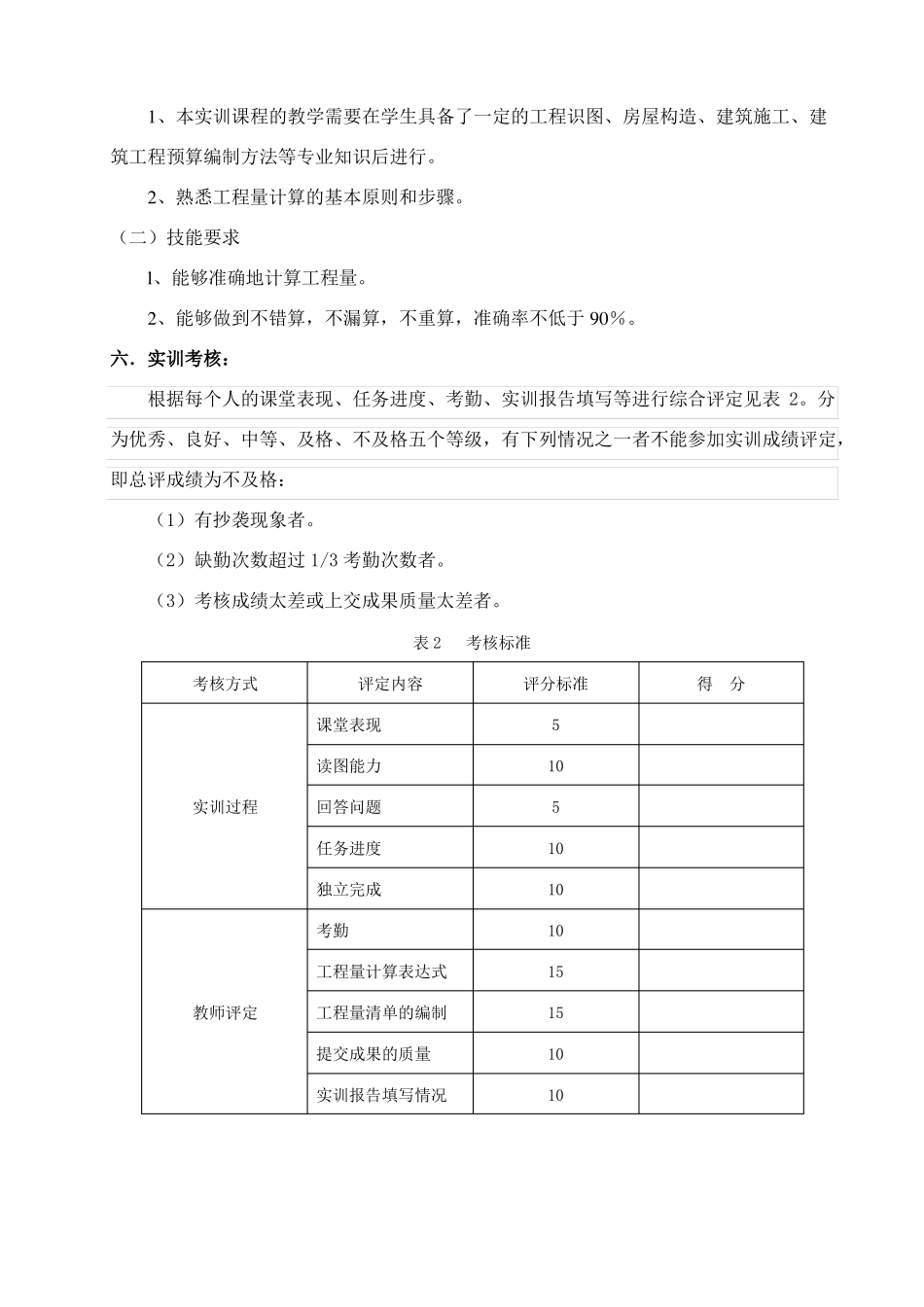 建筑工程技术专业建筑工程计量与计价实训指导书_第3页