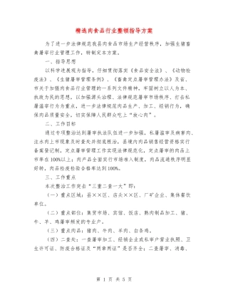 肉食品行业整顿指导方案