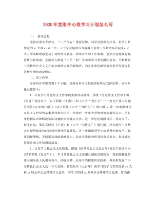 2020年党组中心组学习计划怎么写 