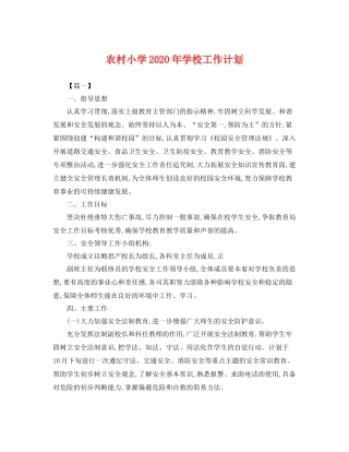 农村小学年学校工作计划 