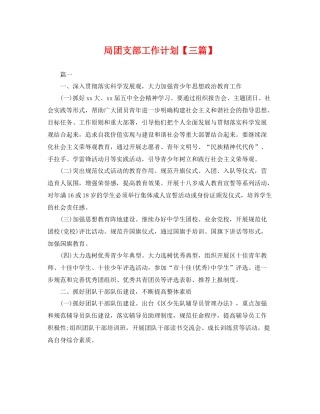 局团支部工作计划【三篇】 