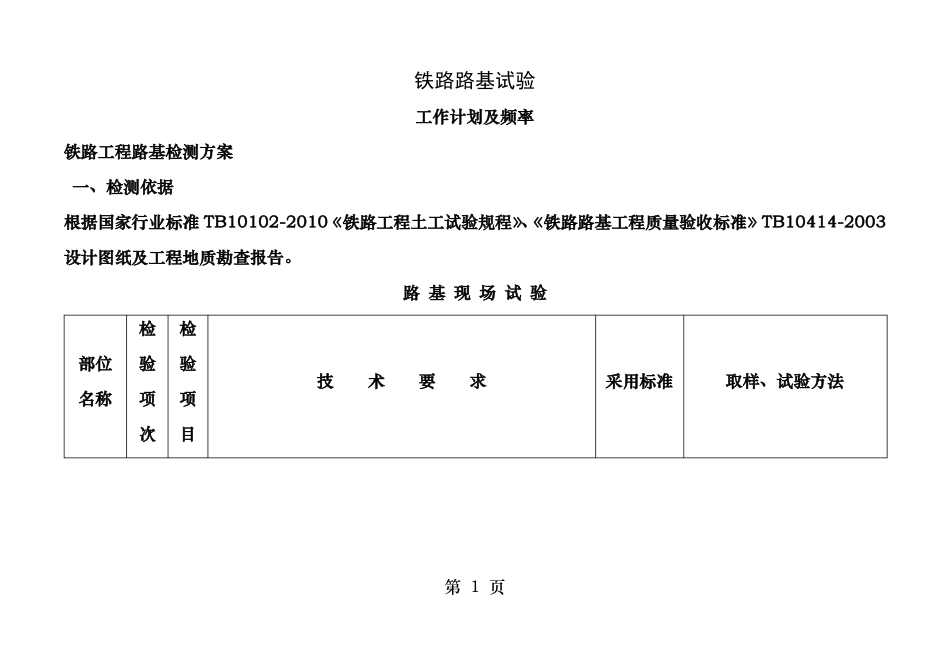 路基试验检测项目及频率_第1页