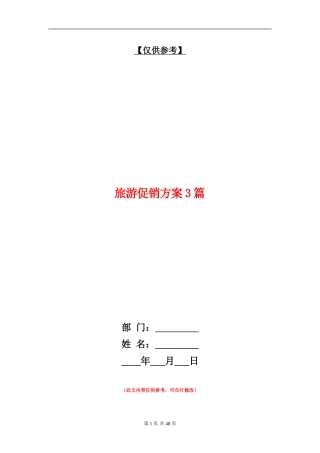 旅游促销方案3篇