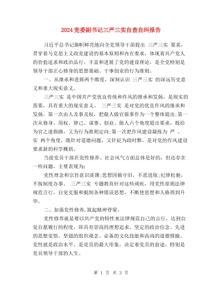 2024党委副书记三严三实自查自纠报告