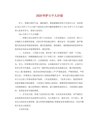 2020年护士个人计划 