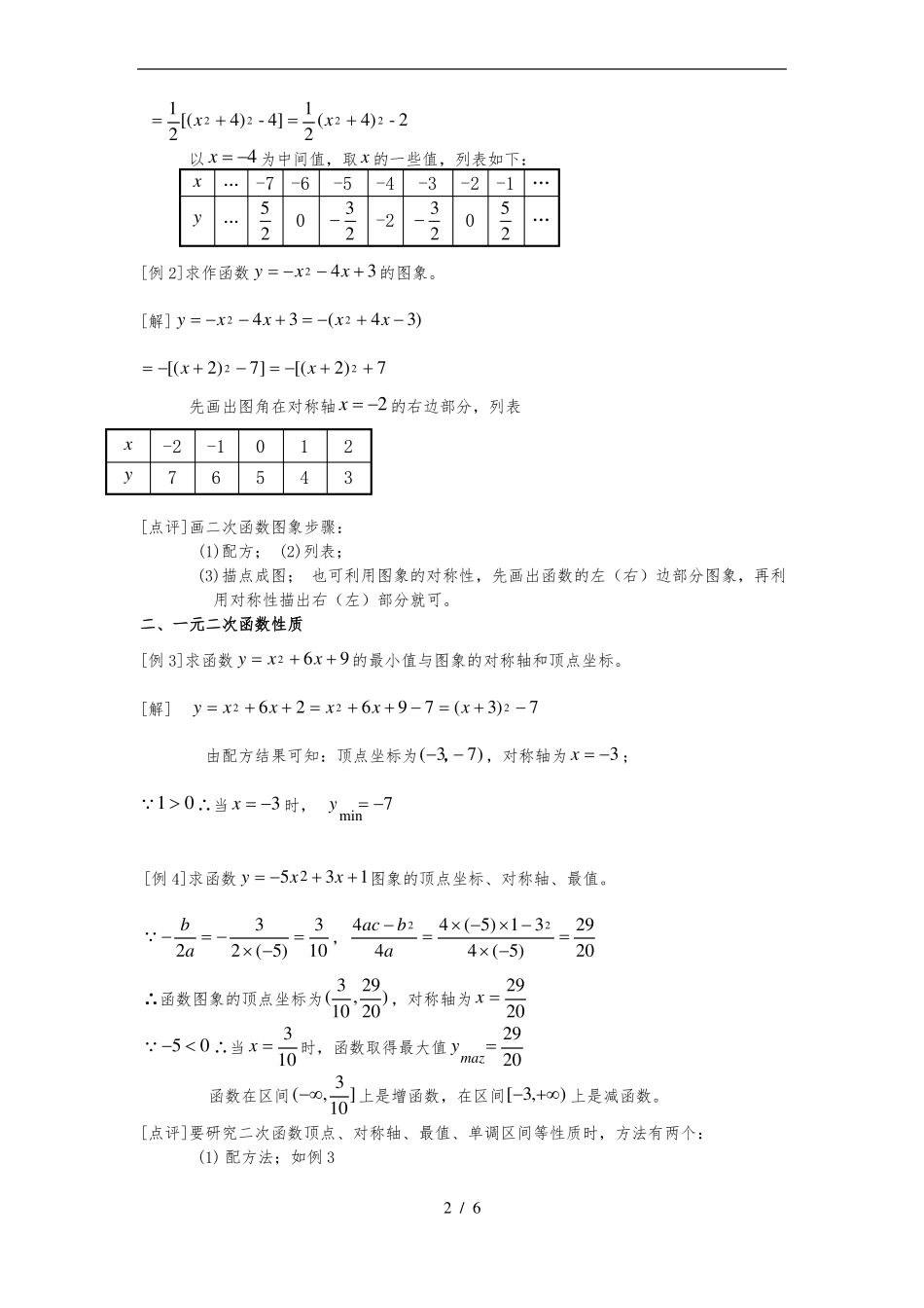 一元二次函数的图像和性质_第2页