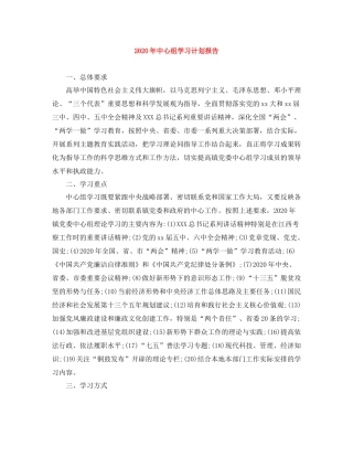 2020年中心组学习计划报告 