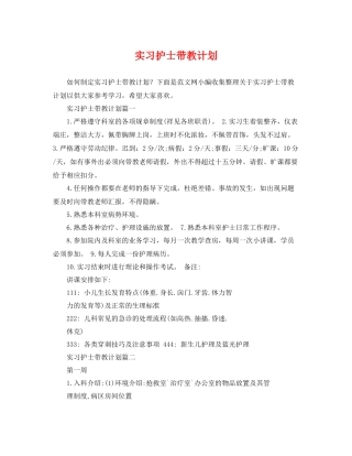 实习护士带教计划 