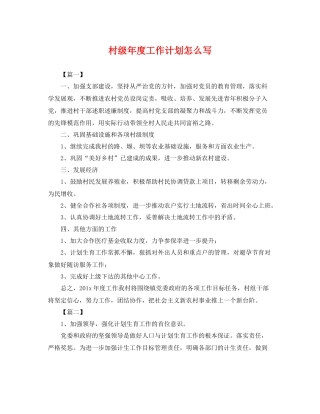 村级年度工作计划怎么写 
