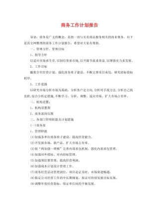商务工作计划报告 