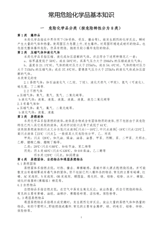 常见危险化学品特性和储存使用安全要求