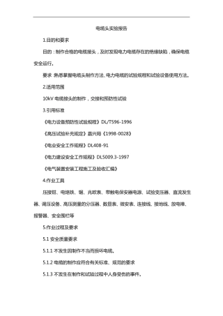 电缆头试验报告