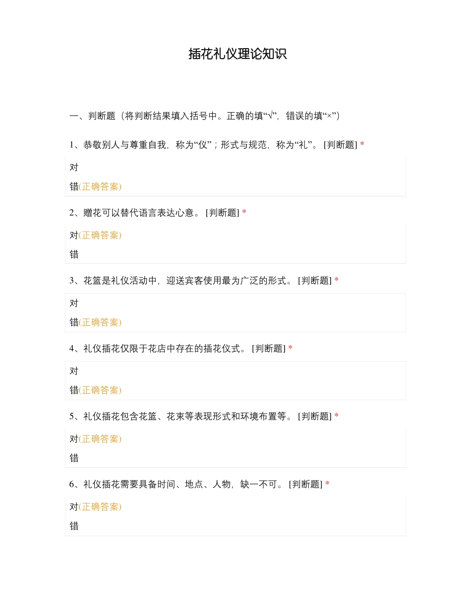 插花礼仪理论知识_第1页