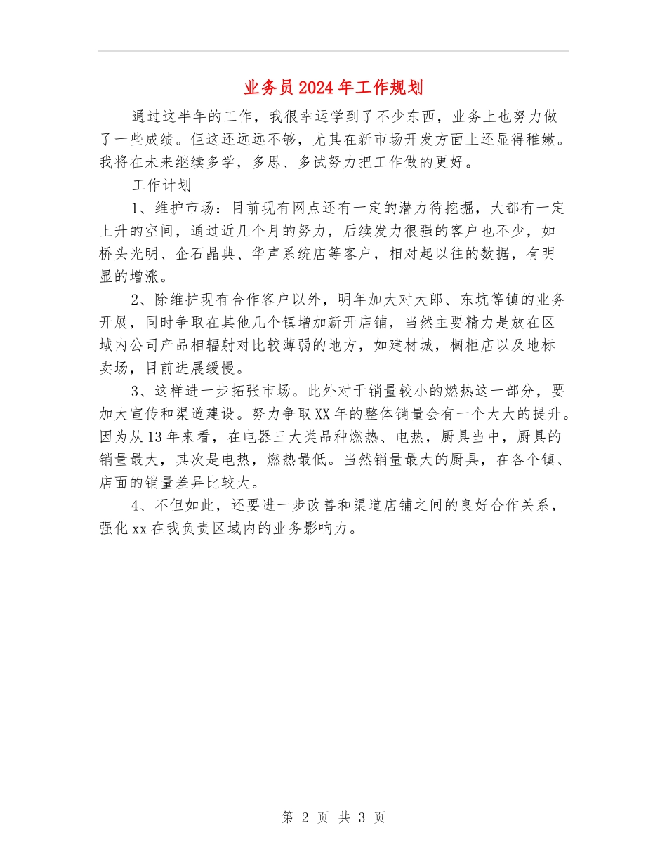 业务员2024年工作规划_第2页