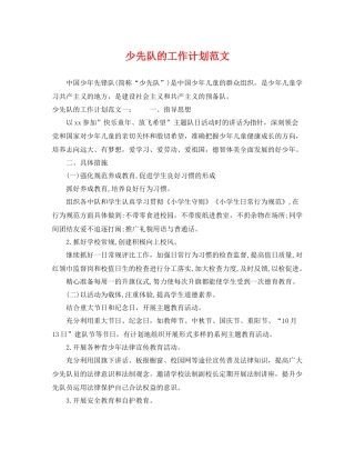 少先队的工作计划范文 