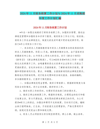 2024年11月财务核算工作计划与2024年11月采购部年度工作计划汇编