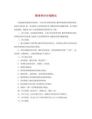 财务审计计划例文 