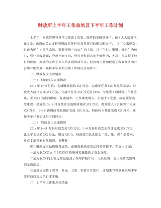 财政所上半年工作总结及下半年工作计划 
