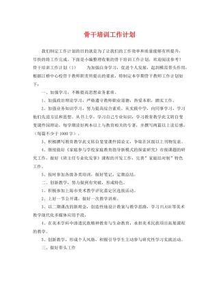 骨干培训工作计划 